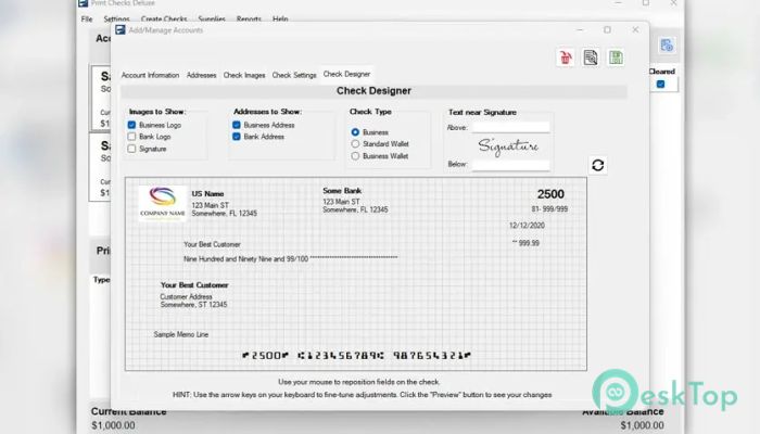 Print Checks Deluxe 1.67 Tam Sürüm Aktif Edilmiş Ücretsiz İndir