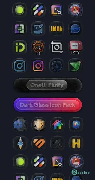 OneUI Fluffy Dark Glass Icons 1.5 APK MOD Unlocked (Full) Free Download