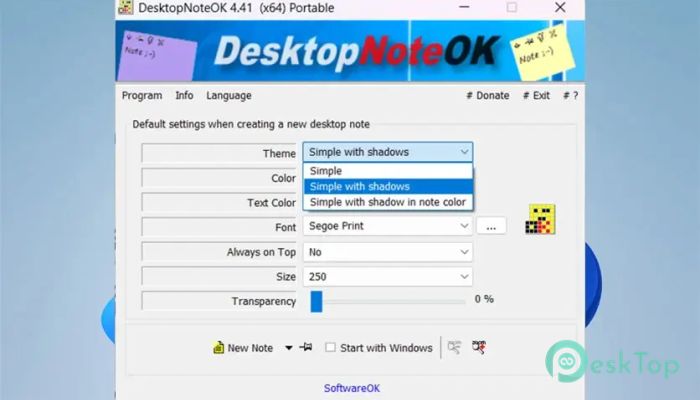 DesktopNoteOK 1.0 Tam Sürüm Aktif Edilmiş Ücretsiz İndir
