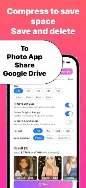 Batch Photo Compressor: Saving