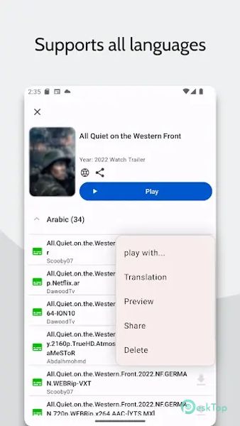 Subtitles Downloader & player 1.0.24.0 APK MOD تحميل مجاني كامل