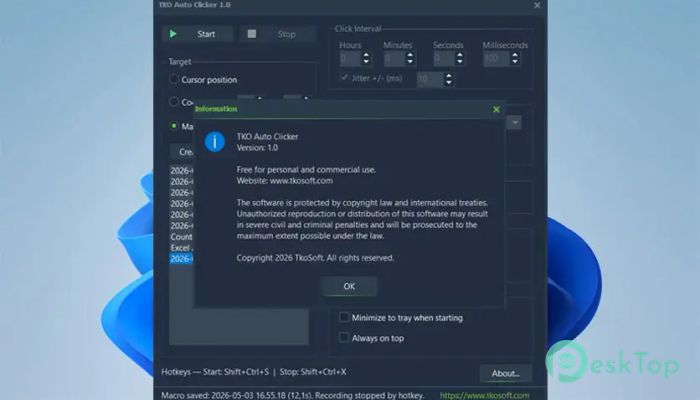 تحميل برنامج TkoSoft Auto Clicker 1.0 برابط مباشر