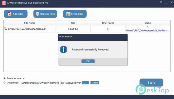 Descargar IUWEsoft Remove PDF Password Pro 13.8.0 Completo Activado Gratis