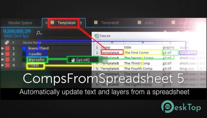Скачать AEscripts CompsFromSpreadsheet 5.23 полная версия активирована бесплатно