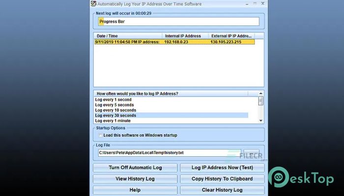 Download Automatically Log Your IP Address Over Time Software  7.0 Free Full Activated