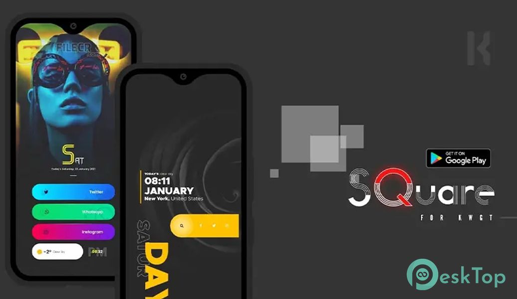 Square KWGT 11.1 APK MOD تحميل مجاني كامل