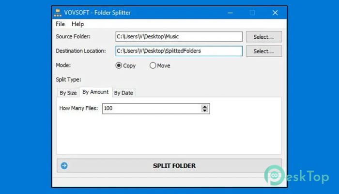 VovSoft Folder Splitter 1.2 Tam Sürüm Aktif Edilmiş Ücretsiz İndir