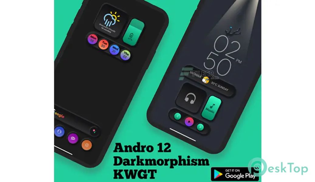 Andro 12 Darkmorphism KWGT v1.4.0 APK MOD Tam Ücretsiz İndir