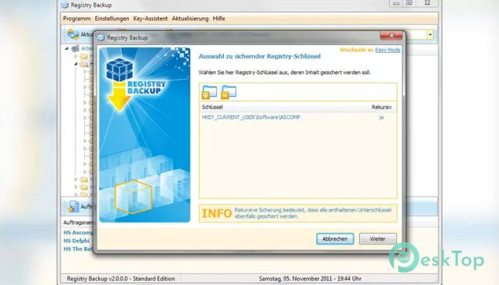 下载 ASCOMP Registry Backup Professional 2.005 免费完整激活版