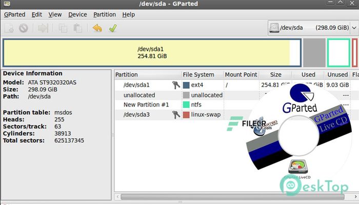  تحميل برنامج Gnome Partition Editor (GPartEd) Live 1.4.0-5 Stable برابط مباشر
