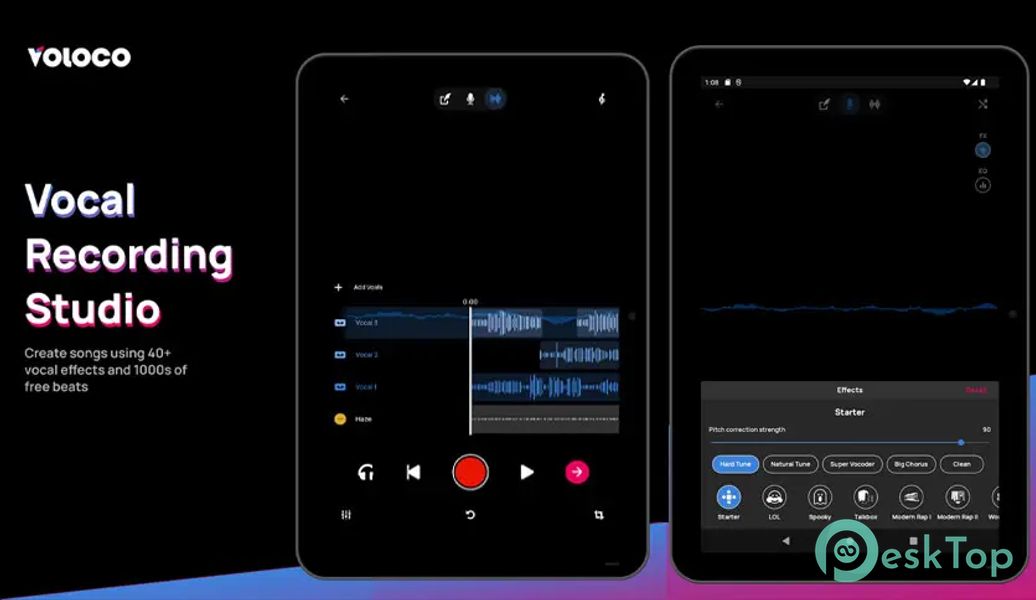 Voloco: Auto Vocal Tune Studio 9.0.1 APK MOD मुफ्त पूर्ण डाउनलोड