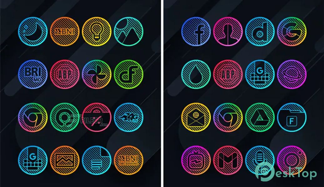 Lines Circle – Neon Icon Pack v5.4 APK MOD フル無料ダウンロード