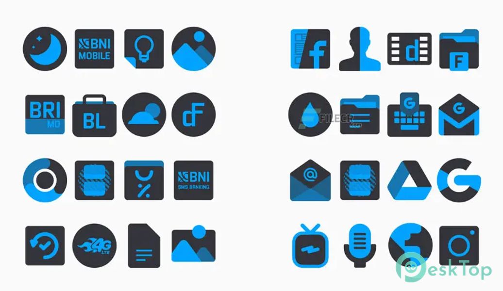 Dark Blue – Icon Pack v2.2 APK MOD Tam Ücretsiz İndir