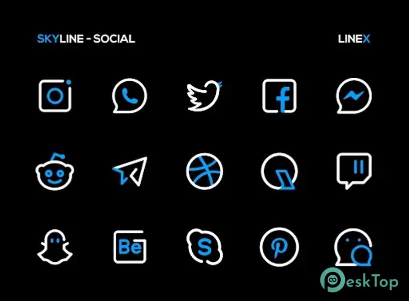 SkyLine Icon Pack - LineX Blue