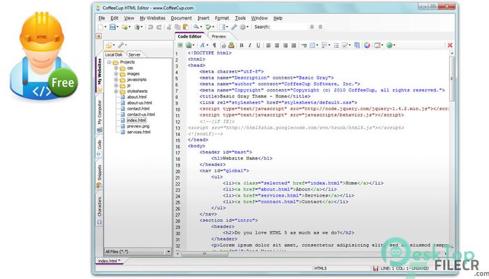 Скачать CoffeeCup HTML Editor 18.0.890 полная версия активирована бесплатно