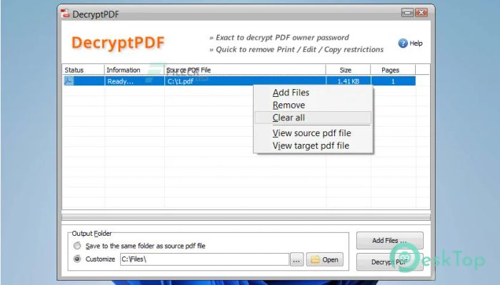 Descargar DecryptPDF 3.0.0 Completo Activado Gratis