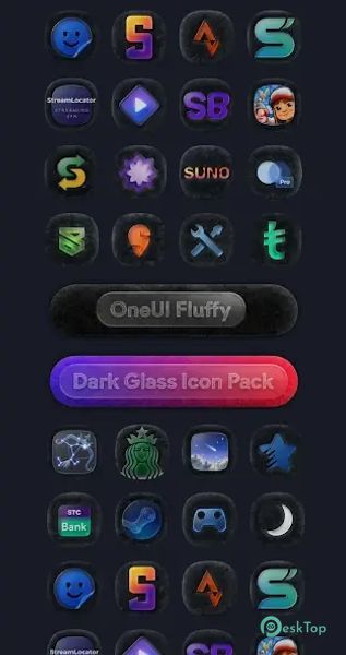 OneUI Fluffy Dark Glass Icons 1.5 APK MOD Unlocked (Full) Free Download