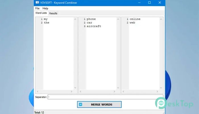 Télécharger VovSoft Keyword Combiner 1.2 Gratuitement Activé Complètement