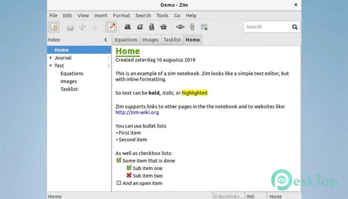 Zim - A Desktop Wiki 0.77.0 मुफ्त पूर्ण सक्रिय डाउनलोड