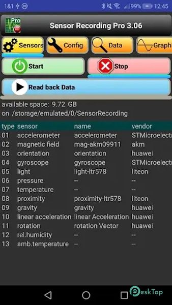 Sensor Recording Lite 9.45 APK MOD Tam Ücretsiz İndir