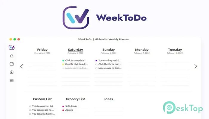 Скачать WeekToDo 2.2.0 полная версия активирована бесплатно