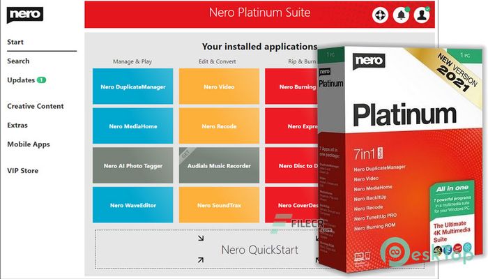 Nero Platinum Suite 2021 v23.0.1010 + Content Packs 完全アクティベート版を無料でダウンロード