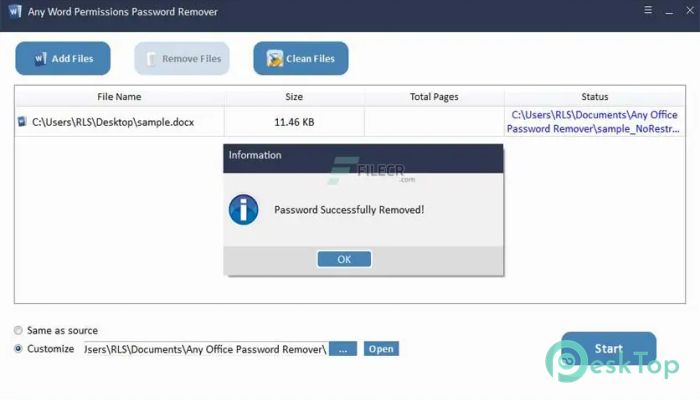 Any Word Permissions Password Remover 9.9.8 Tam Sürüm Aktif Edilmiş Ücretsiz İndir