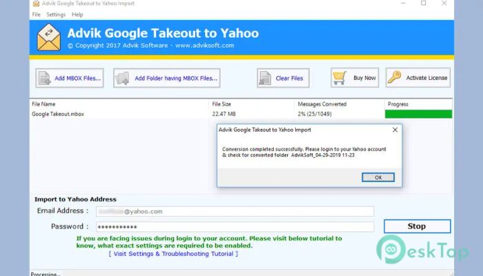 Download Advik Google Takeout to Yahoo Import 2.0 Free Full Activated