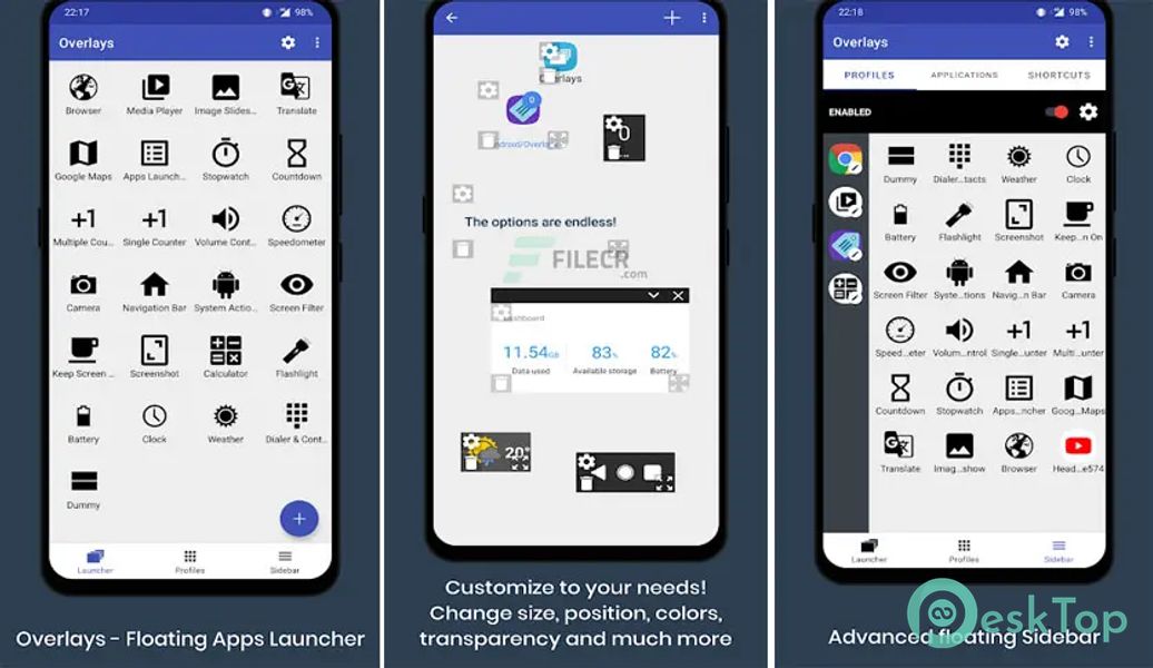 Overlays - Floating Launcher 9.2 build 272 APK MOD Tam Ücretsiz İndir