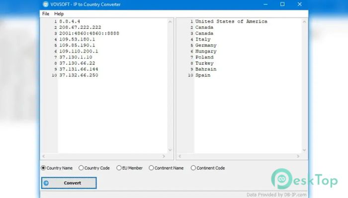 Télécharger VovSoft IP to Country Converter 1.2.0 Gratuitement Activé Complètement