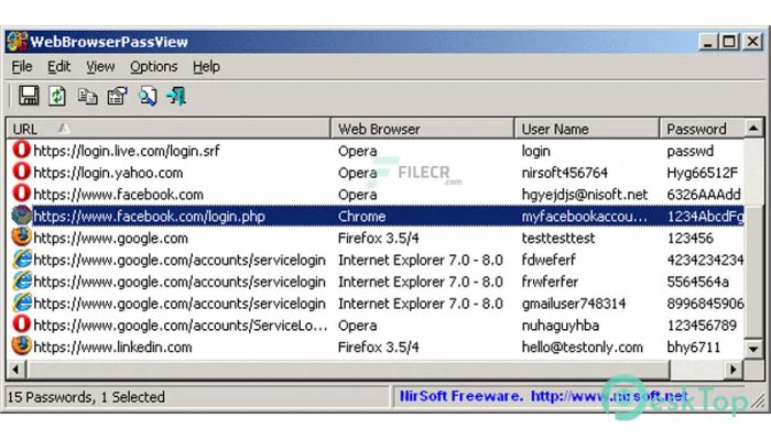 WebBrowserPassView 2.12 Tam Sürüm Aktif Edilmiş Ücretsiz İndir