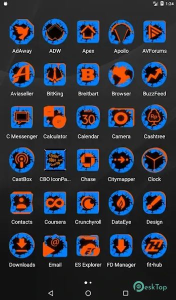 Cracked Blue Orange Icon Pack 11.2 APK MOD Tam Ücretsiz İndir