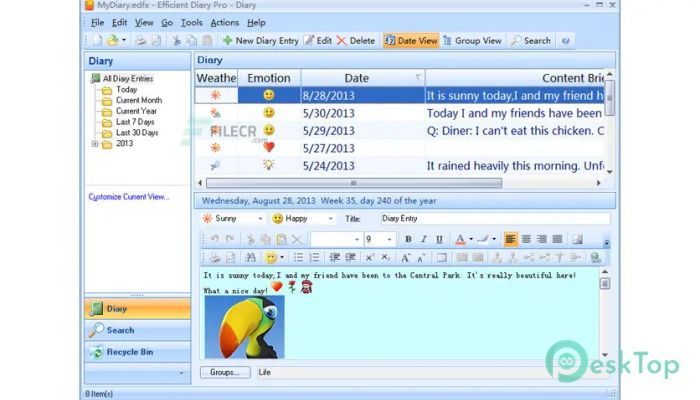 Efficient Diary Pro 5.60 Build 559 Tam Sürüm Aktif Edilmiş Ücretsiz İndir