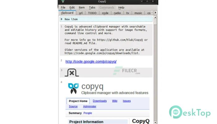 CopyQ 7.1.0 Tam Sürüm Aktif Edilmiş Ücretsiz İndir