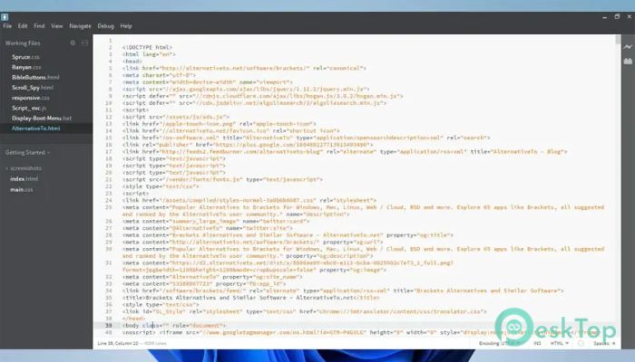Brackets Code Editor   2.2.1 Tam Sürüm Aktif Edilmiş Ücretsiz İndir