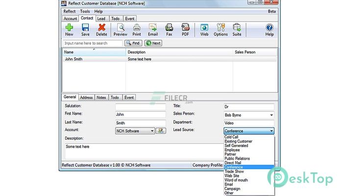 NCH Reflect CRM Customer Database  3.01 Tam Sürüm Aktif Edilmiş Ücretsiz İndir