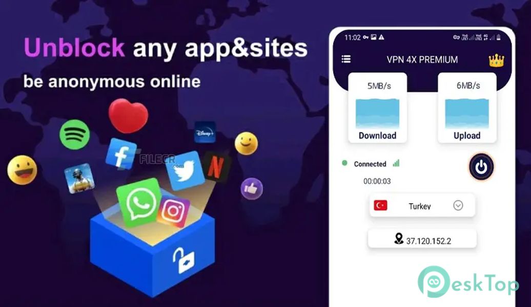 VPN 4X Premium v16.0 APK MOD Полная бесплатная загрузка