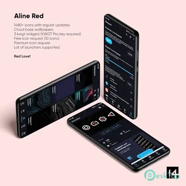 Aline Red: linear icon pack 1.9.9 APK MOD تحميل مجاني كامل