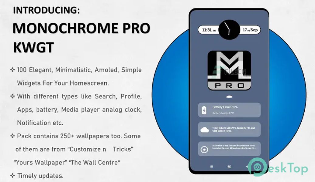Monochrome Pro KWGT v5.1 APK MOD Tam Ücretsiz İndir