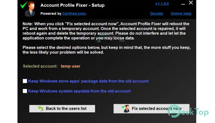  تحميل برنامج Account Profile Fixer 1.7.0.0 برابط مباشر