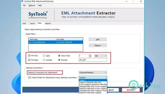 Télécharger SysTools EML Attachment Extractor 4.0 Gratuitement Activé Complètement