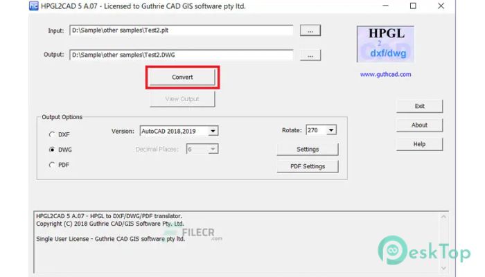 Guthrie HPGL2CAD 2020 A.10 Tam Sürüm Aktif Edilmiş Ücretsiz İndir