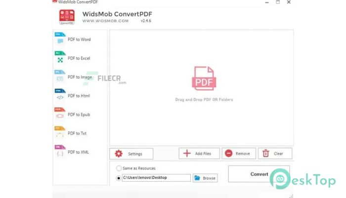 Télécharger WidsMob ConvertPDF Pro 2.0.0.0 Gratuitement Activé Complètement