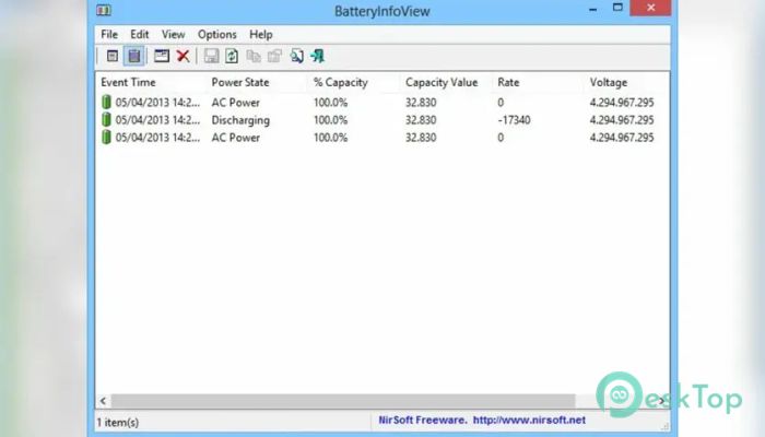 Nirsoft BatteryInfoView 1.0 Tam Sürüm Aktif Edilmiş Ücretsiz İndir