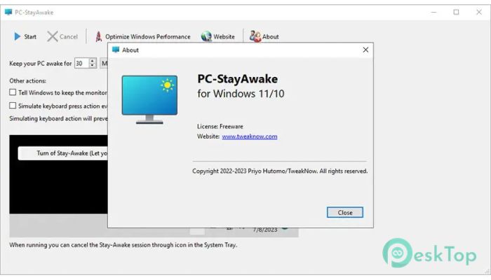 Télécharger TweakNow PC-StayAwake 1.2 Gratuitement Activé Complètement