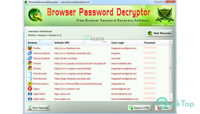 Browser Password Decryptor 14.0 完全アクティベート版を無料でダウンロード