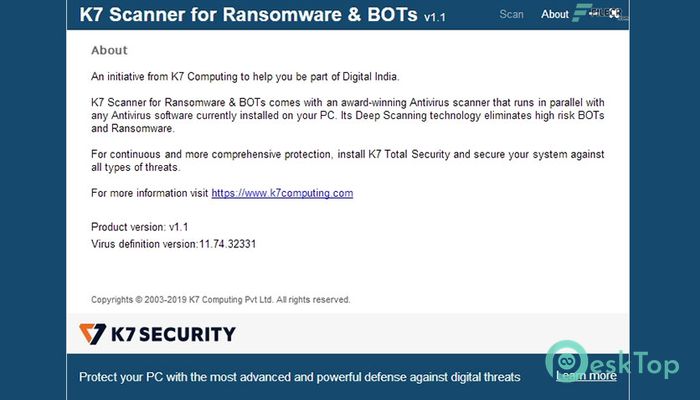  تحميل برنامج K7 Scanner for Ransomware & BOTs 1.0.0.324 برابط مباشر