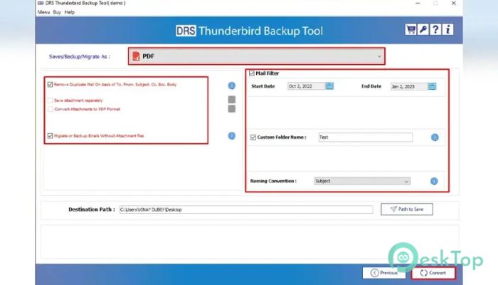 MigrateEmails Thunderbird Backup Tool 1.0 完全アクティベート版を無料でダウンロード