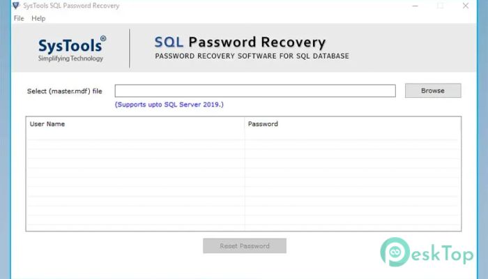 Télécharger SysTools SQL Password Recovery 6.0 Gratuitement Activé Complètement