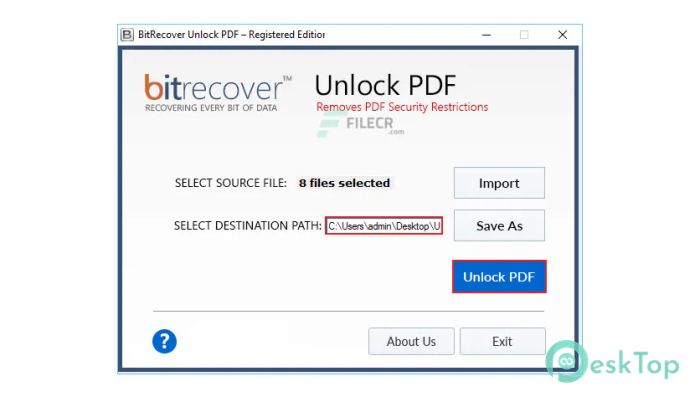 Скачать BitRecover Unlock PDF 1.2 полная версия активирована бесплатно